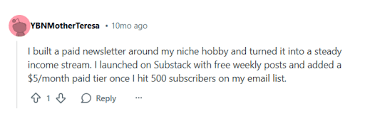 Reddit comment of a successful writer